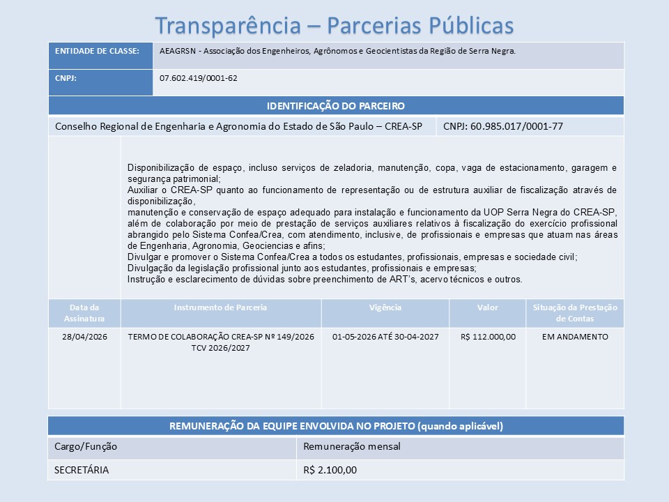 Transparência 2026-2027 - Parcerias Públicas