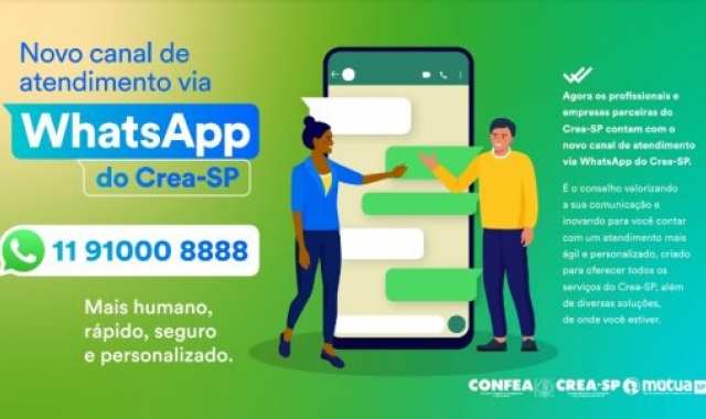 Whatsapp é o novo canal de atendimento do Crea-SP