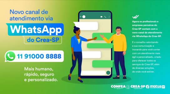 Whatsapp é o novo canal de atendimento do Crea-SP